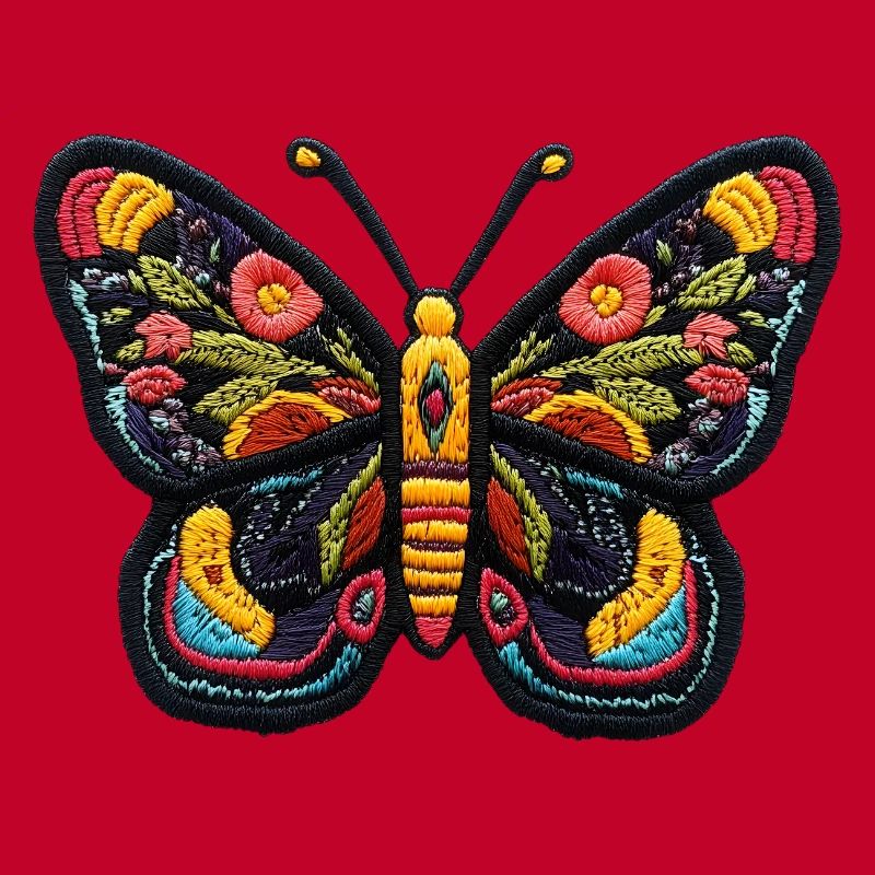 Papillon coloré en style broderie – Boho Patc