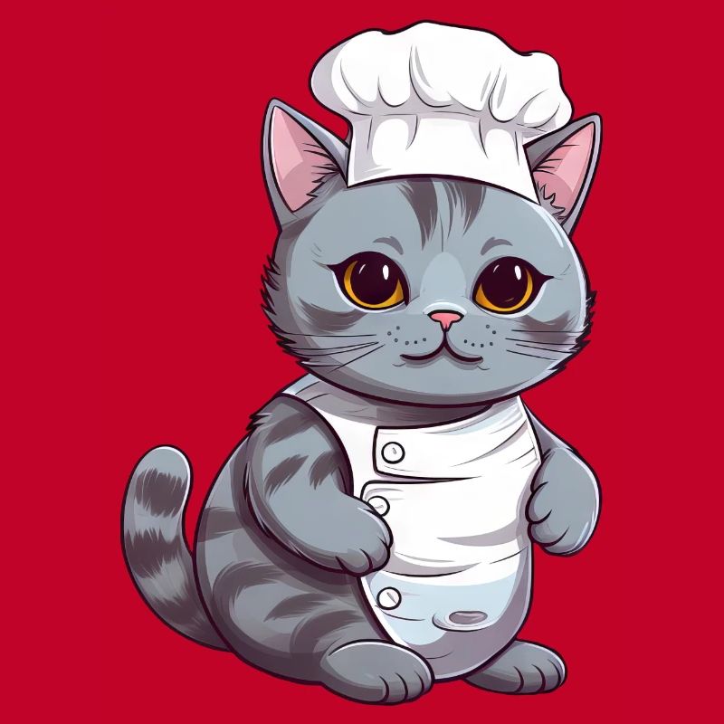 Cute Siamese Cat Chef Comic Design