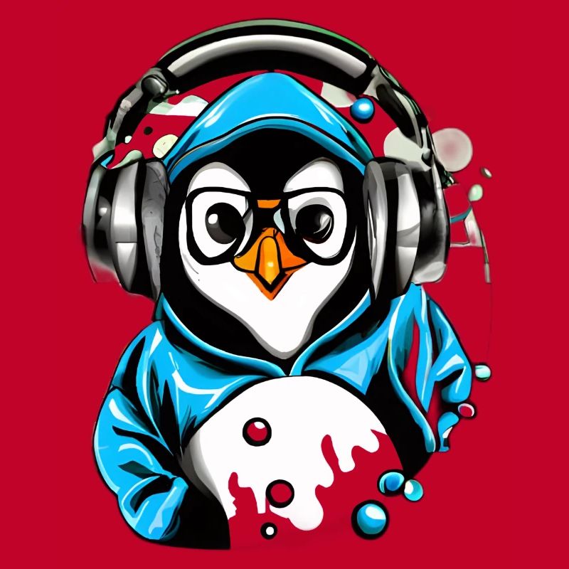 Pinguin mit blauen Pullover