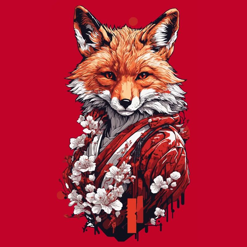 Magic Fox & Cherry Blossoms Japanese Aesthetics