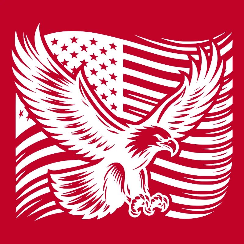 Grand aigle puissant devant le drapeau des États-Unis