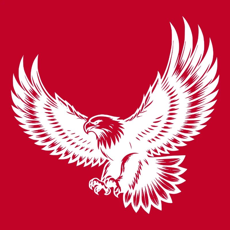 Expressive eagle with spread wings