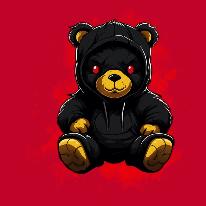 Cooler Horror Teddybär mit Kapuzenpullover Böse