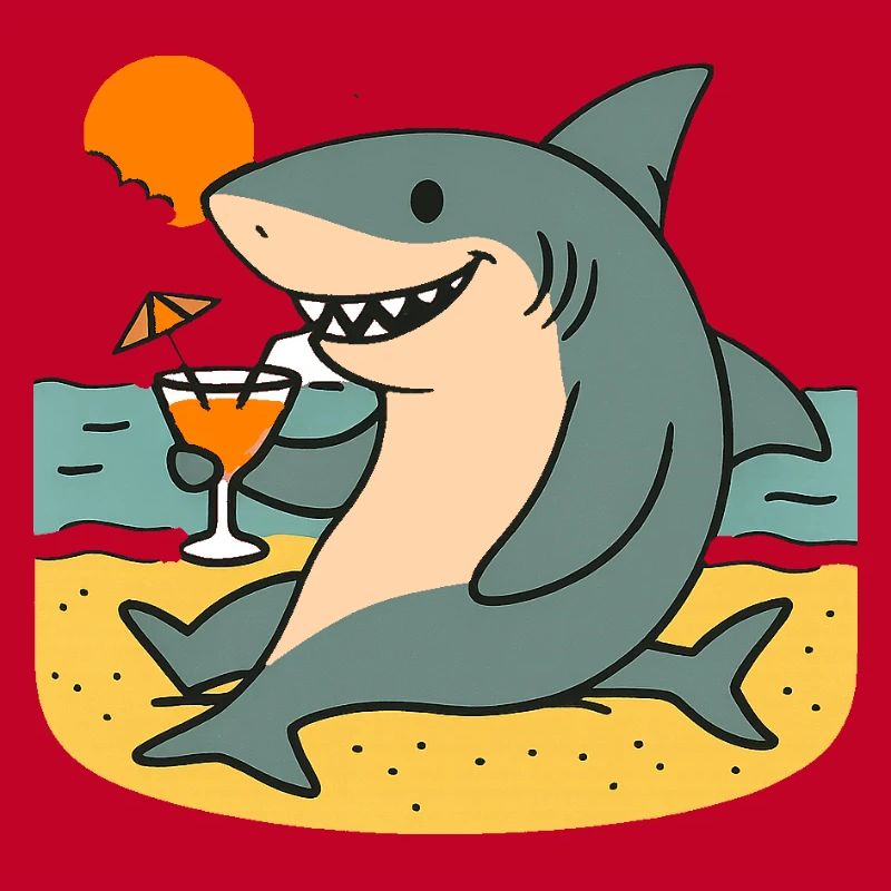 Requin de sable avec boisson de plage