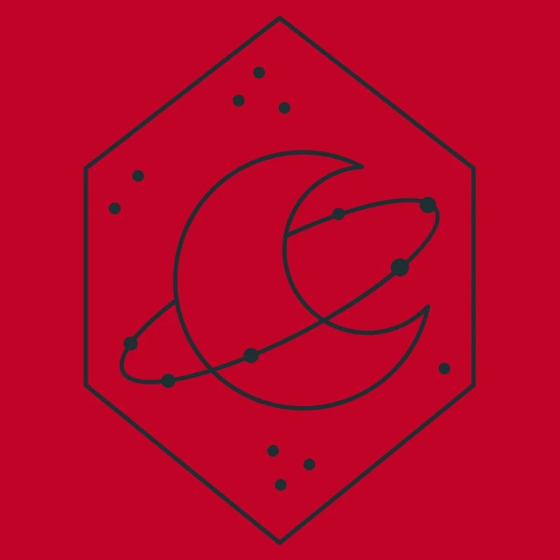 Diamond crescent moon with orbit