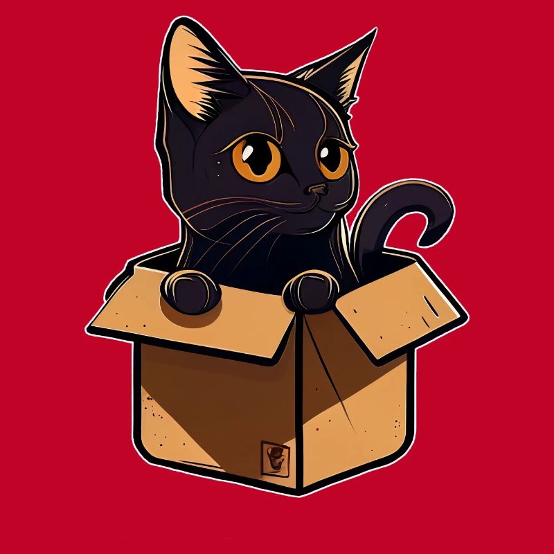 Schwarze Katze in einer Box v2