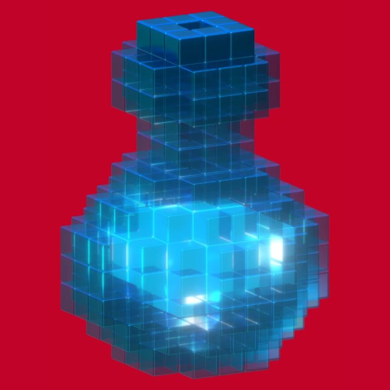 Witch Wizard Magic Potion Cube Bottle Ocean Blue