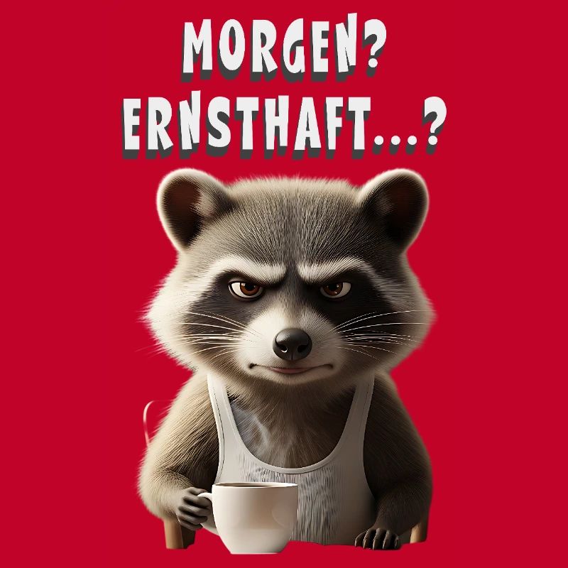 Mürrischer Waschbär Mit Kaffee Spruch Morgenmuffel