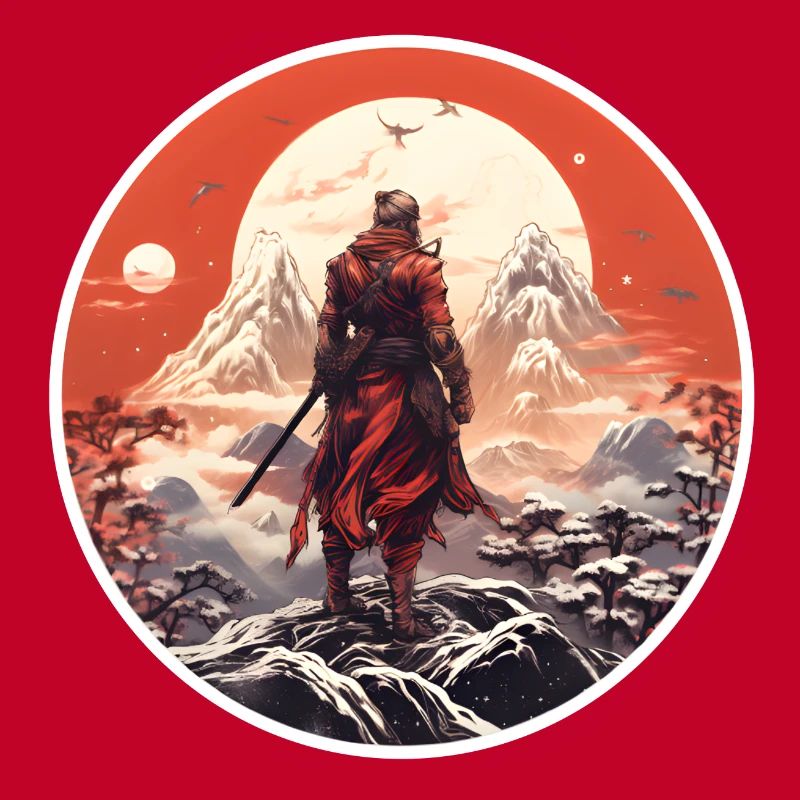 Samurai in snowy landscape