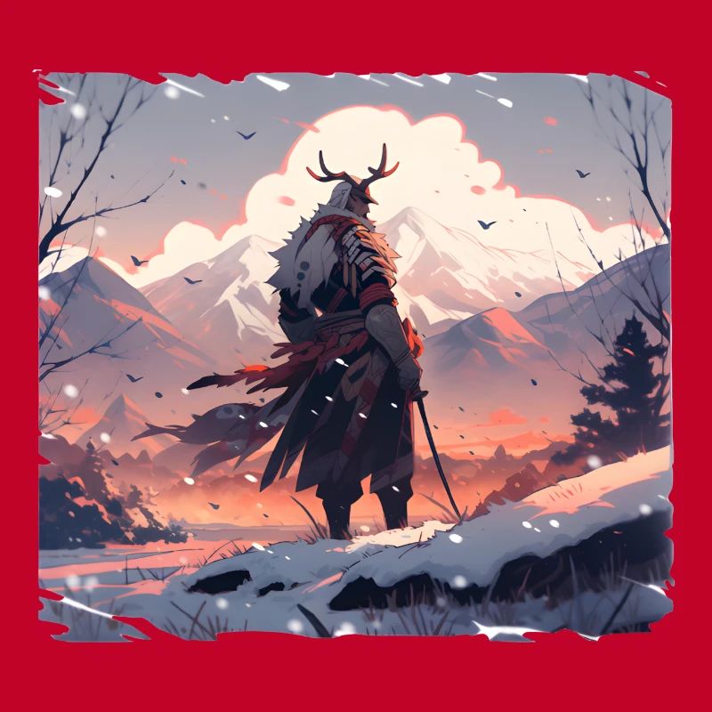 Samurai in snowy landscape