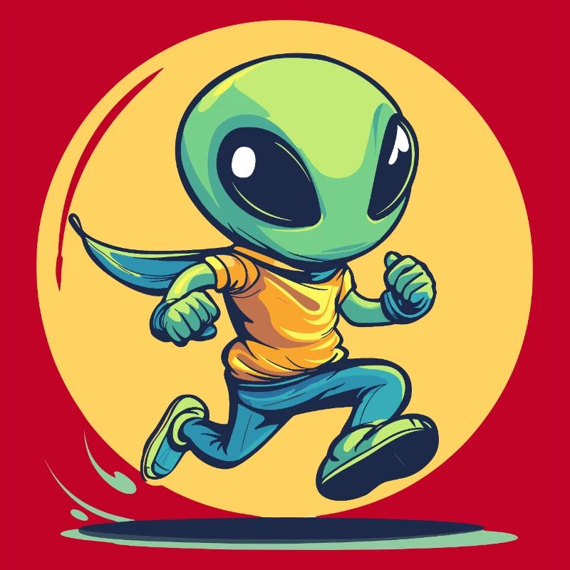 Courir extraterrestre dans le style d’une bande dessinée