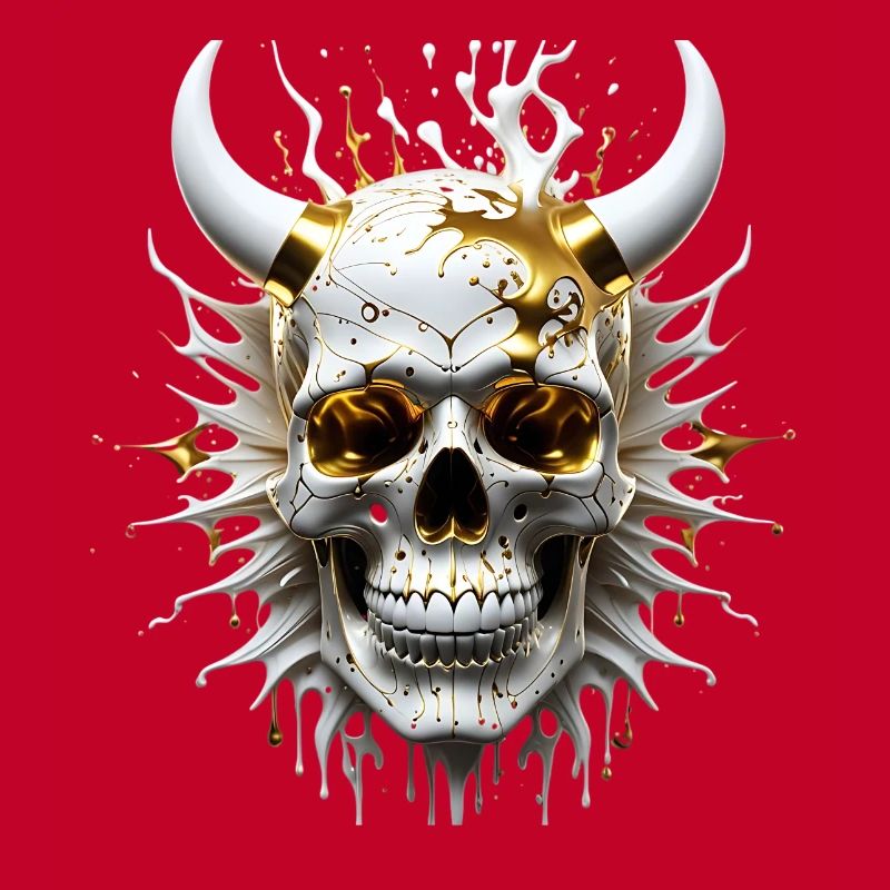 Noble Skull Demon : Éclaboussure de style blanc et or