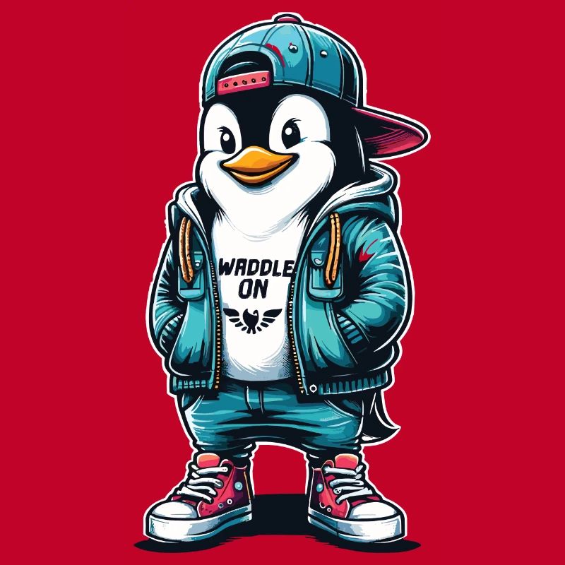 Hipster Penguin Waddle On with Style