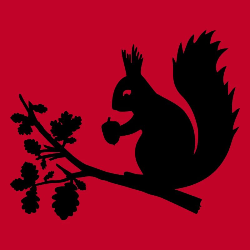 Eichhörnchen Eichel Zweig Eiche Blätter Baum Wald