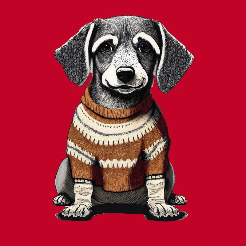 Chien avec un pull