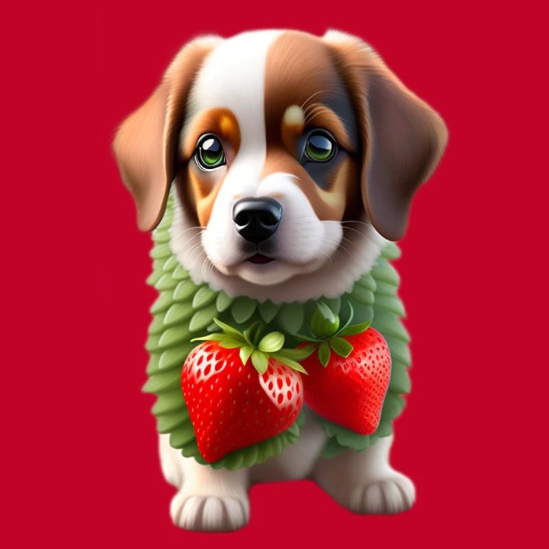 Hund mit Erdbeeren