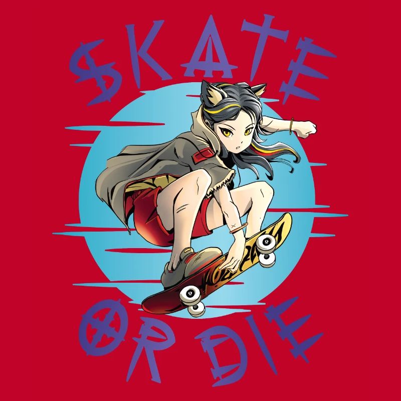 Skate oder stirb Skateboarder Anime Mädchen