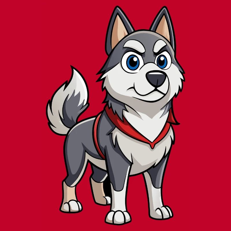 A Norwegian Elkhound with a determined expression