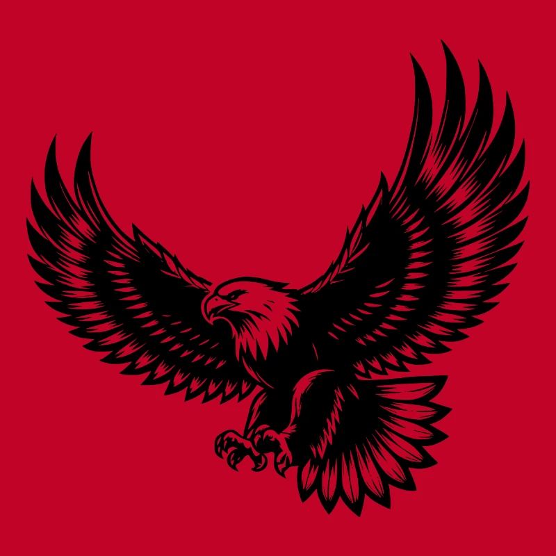 Expressive eagle with spread wings