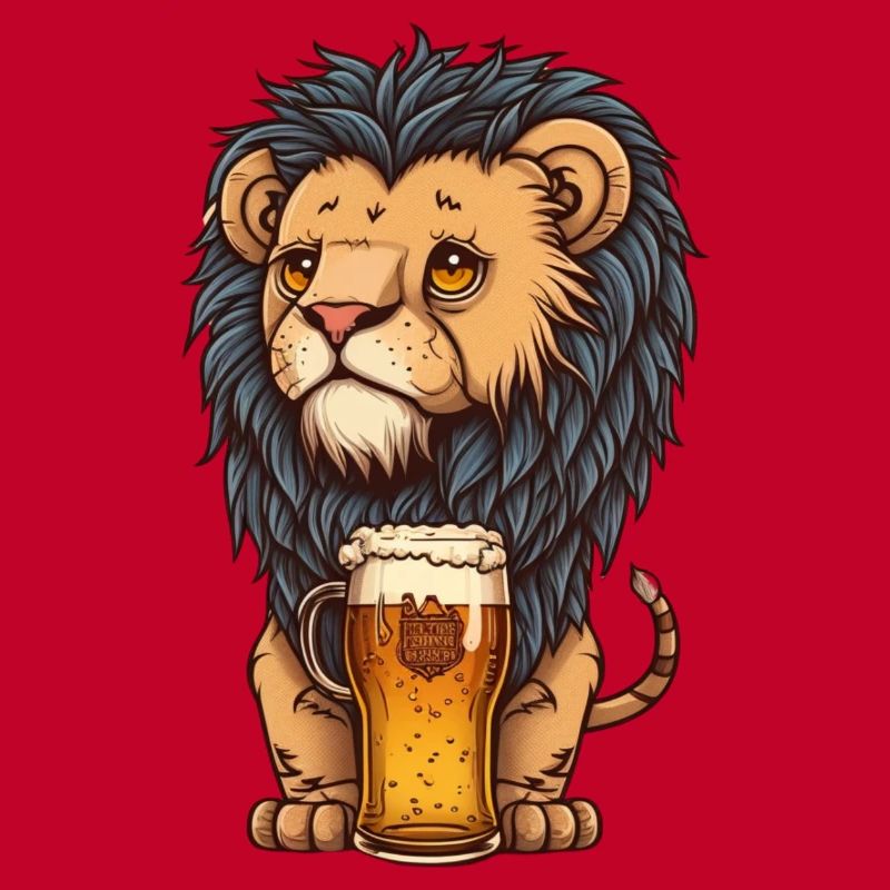 Süßer Löwe mit Bier