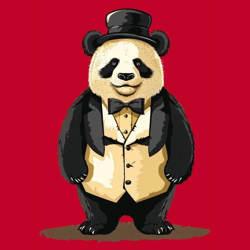 Panda mignon en queue de pie