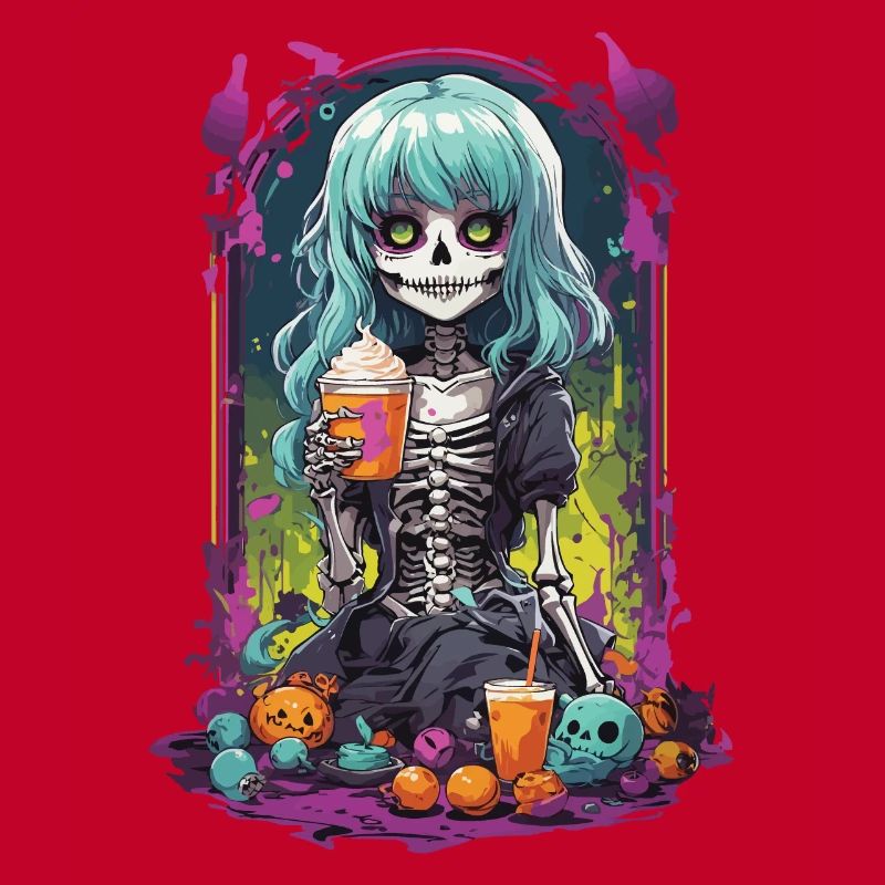Gothic Pumpkin Spice latte skeleton eGirl Design