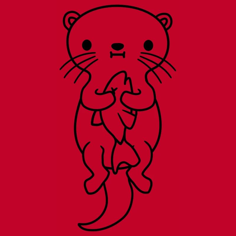 hungry otter eats fish hunger