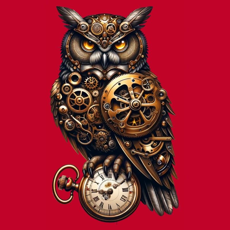 Clockwork Sentinel: Steampunk-Eule mit Getriebe