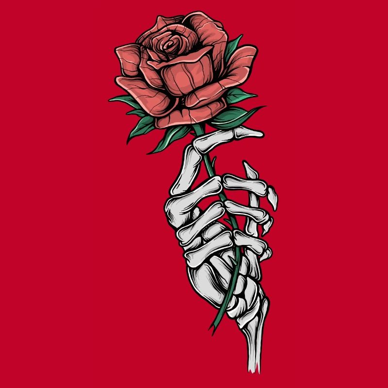 Knochenhand mit Rose