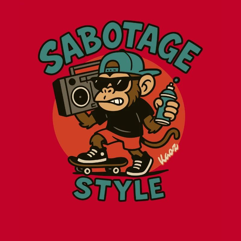 Cool Monkey avec style de planche à roulettes et de bombe aérosol