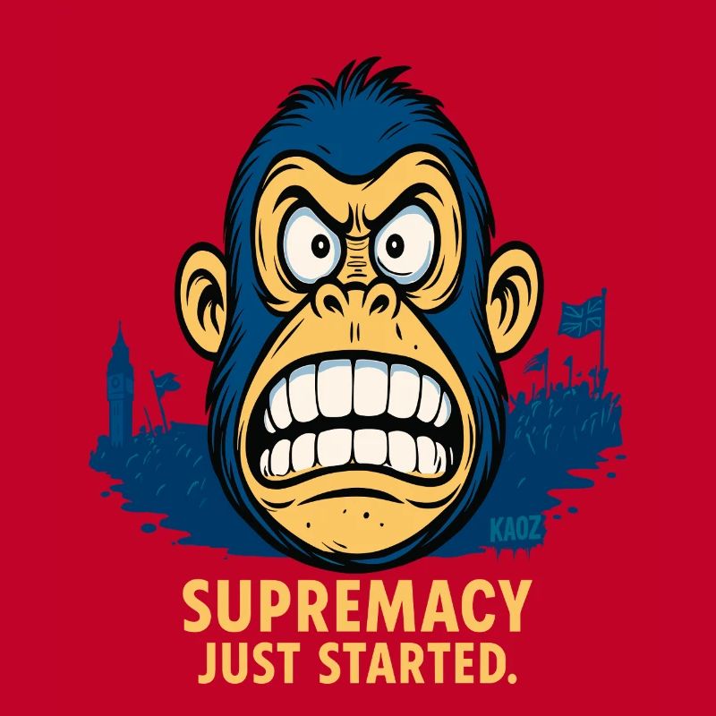 Angry monkey with crowd