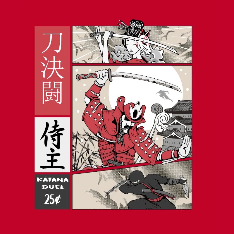 samurai vs ninja Katana vs sword on Comic Style