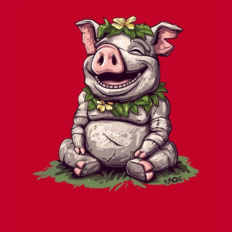 Easter Island Stone Statue, A Laughing Pig