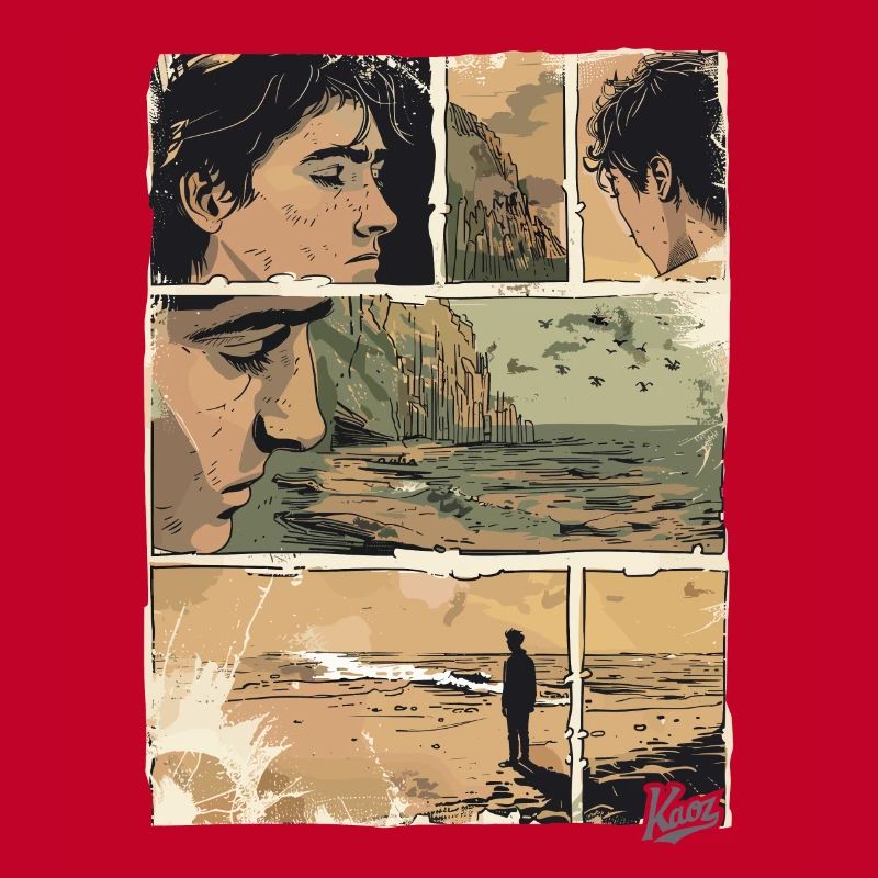 Comic der Einsamkeit am Strand
