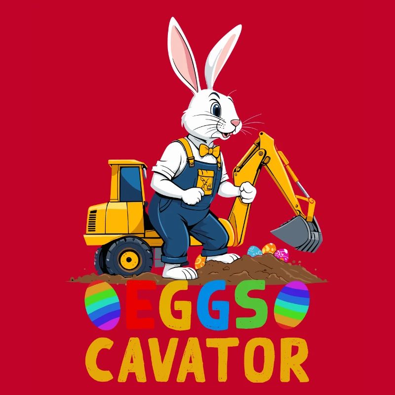 Funny Easter Saying Easter Bunny Excavator Driver