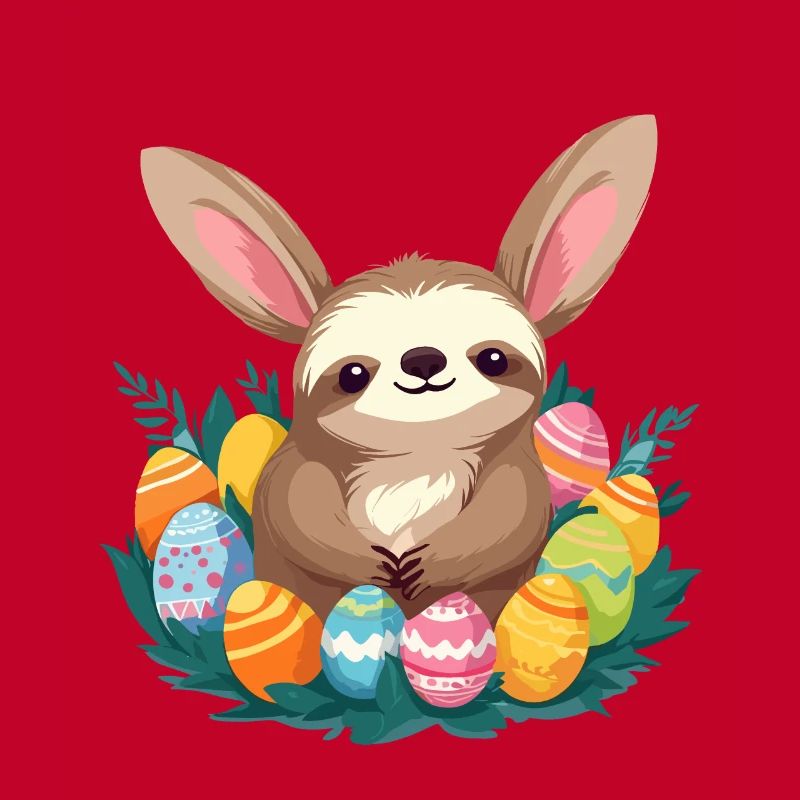 Funny Sloth Easter Bunny Iconic Easter