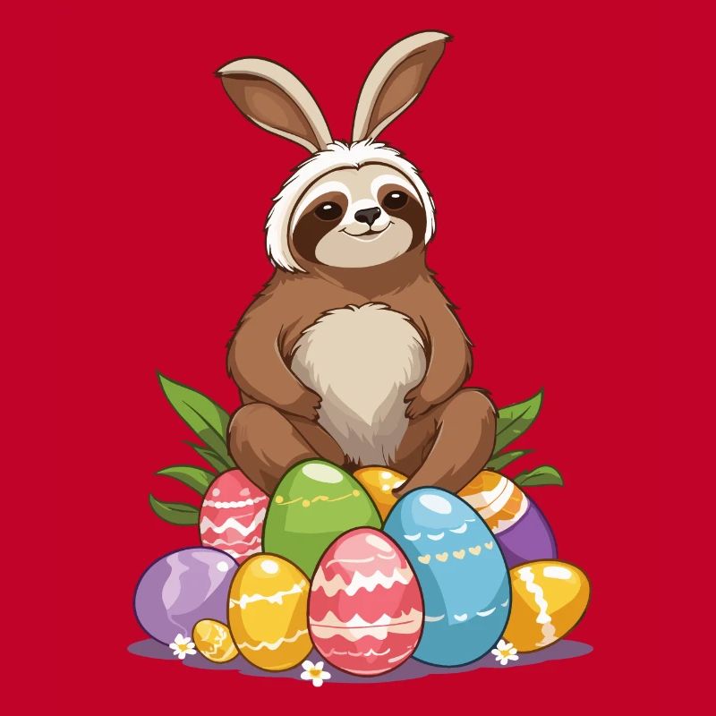 Funny Sloth Easter Bunny Iconic Easter