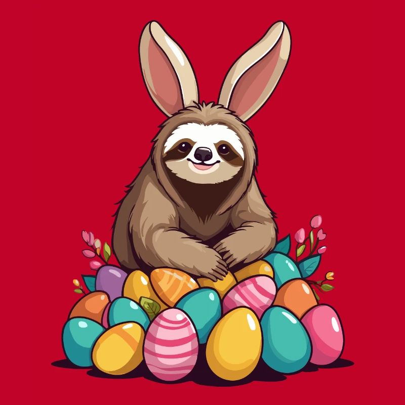 Funny Sloth Easter Bunny Iconic Easter