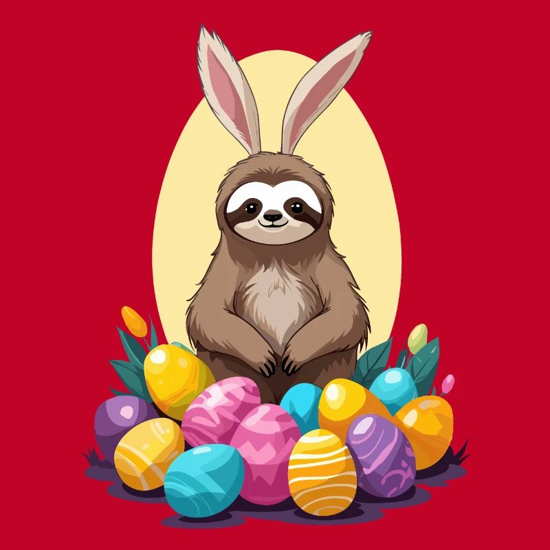 Funny Sloth Easter Bunny Iconic Easter
