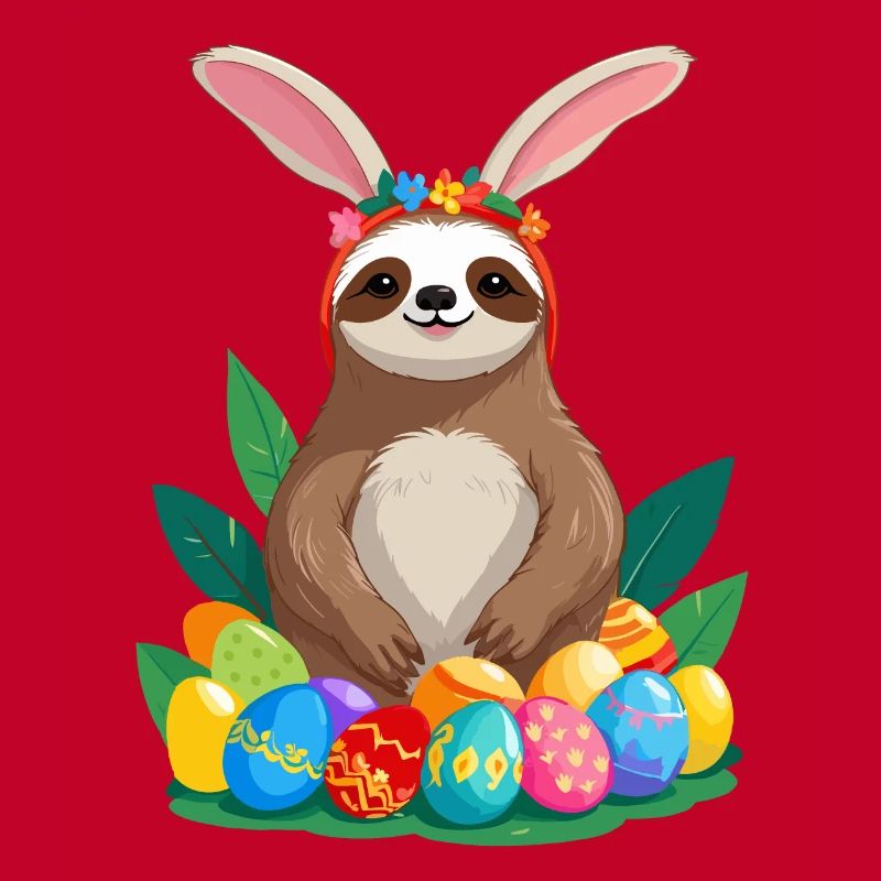 Funny Sloth Easter Bunny Iconic Easter