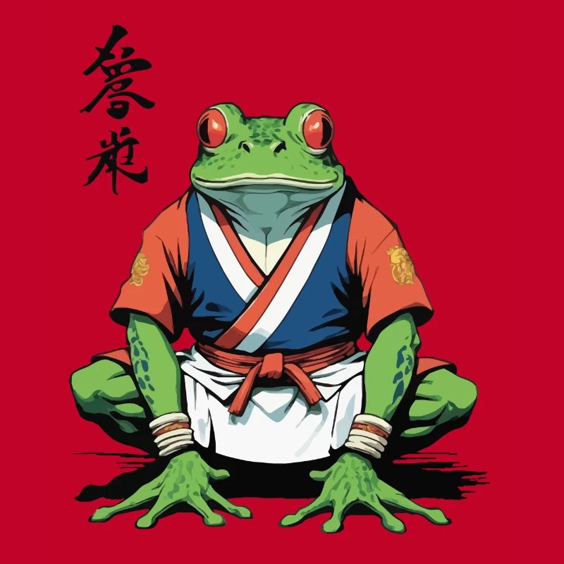 Samurai Frog & Vintage Ukiyo-e Style Design