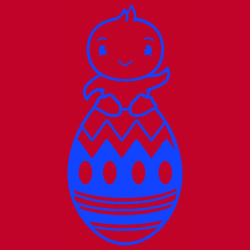 Chick sitting on huge Easter egg waving Easter sweet