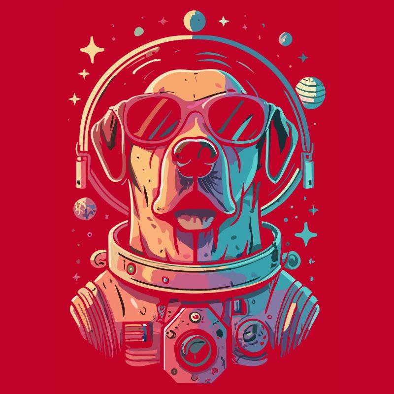Chemise Labrador de l’espace rétro oeuvre colorée