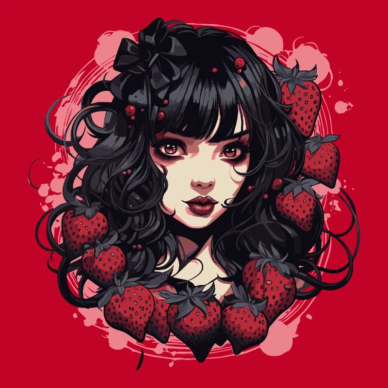 Emo Gothic Erdbeeren Mädchen