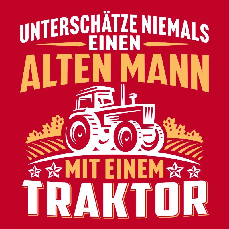 Alten mann mit einem traktor