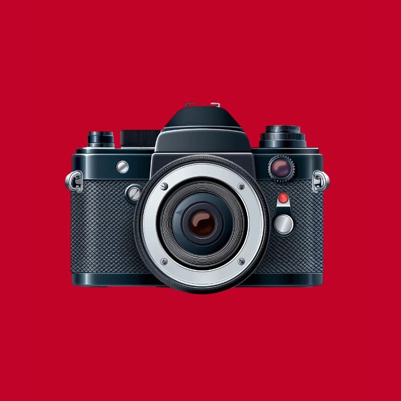 Digital camera with flash in a 2d illustration