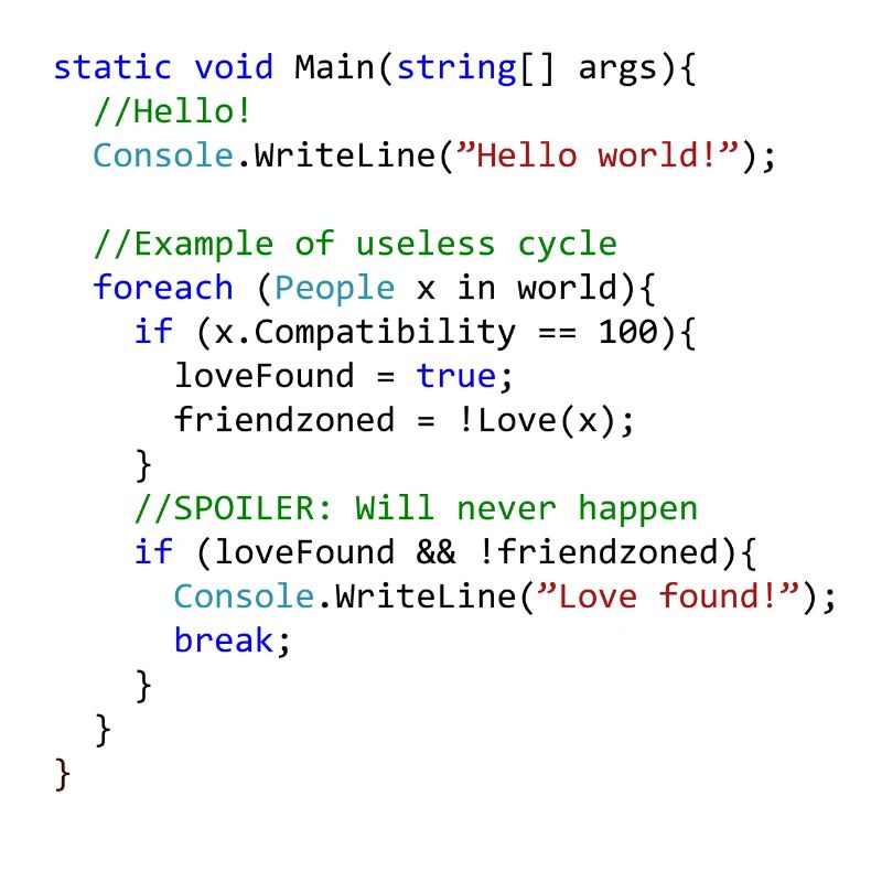 Love seen by a C # programmer