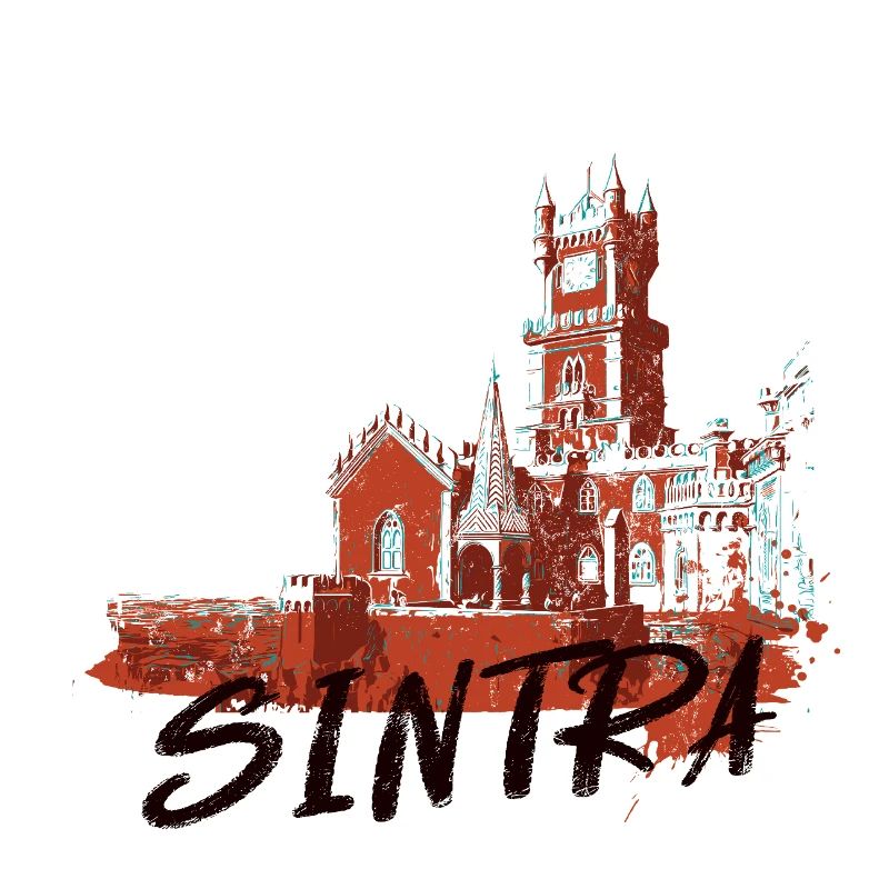 Palais de Pena Sintra illustration ocre rouge