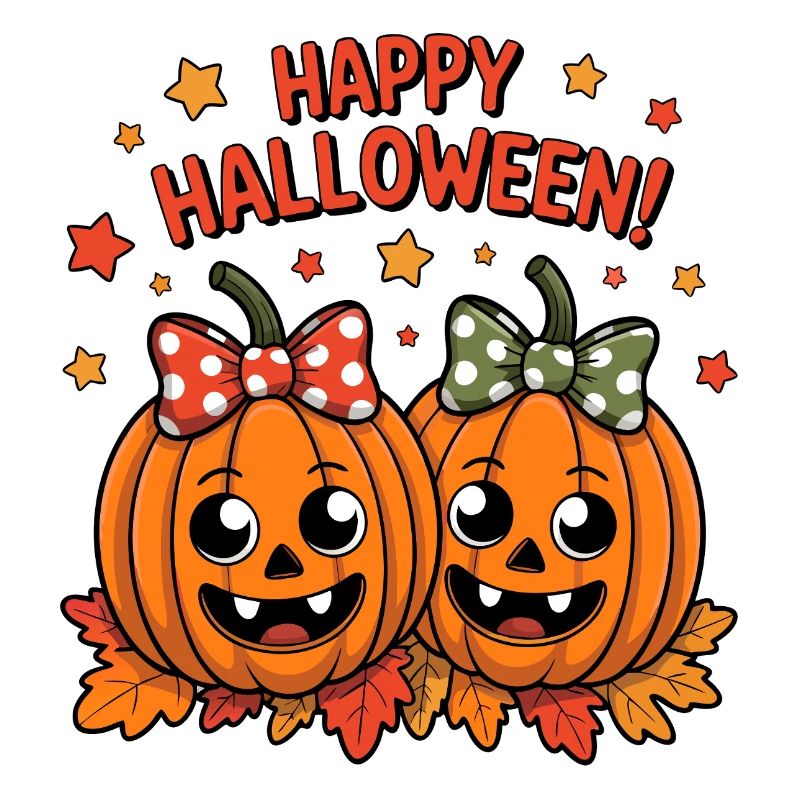 Cheerful pumpkins with bows