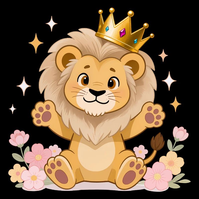 🦁 Löwe mit Krone und Blumen